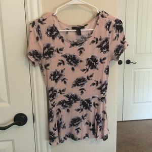 Black and White Floral Peplum Top